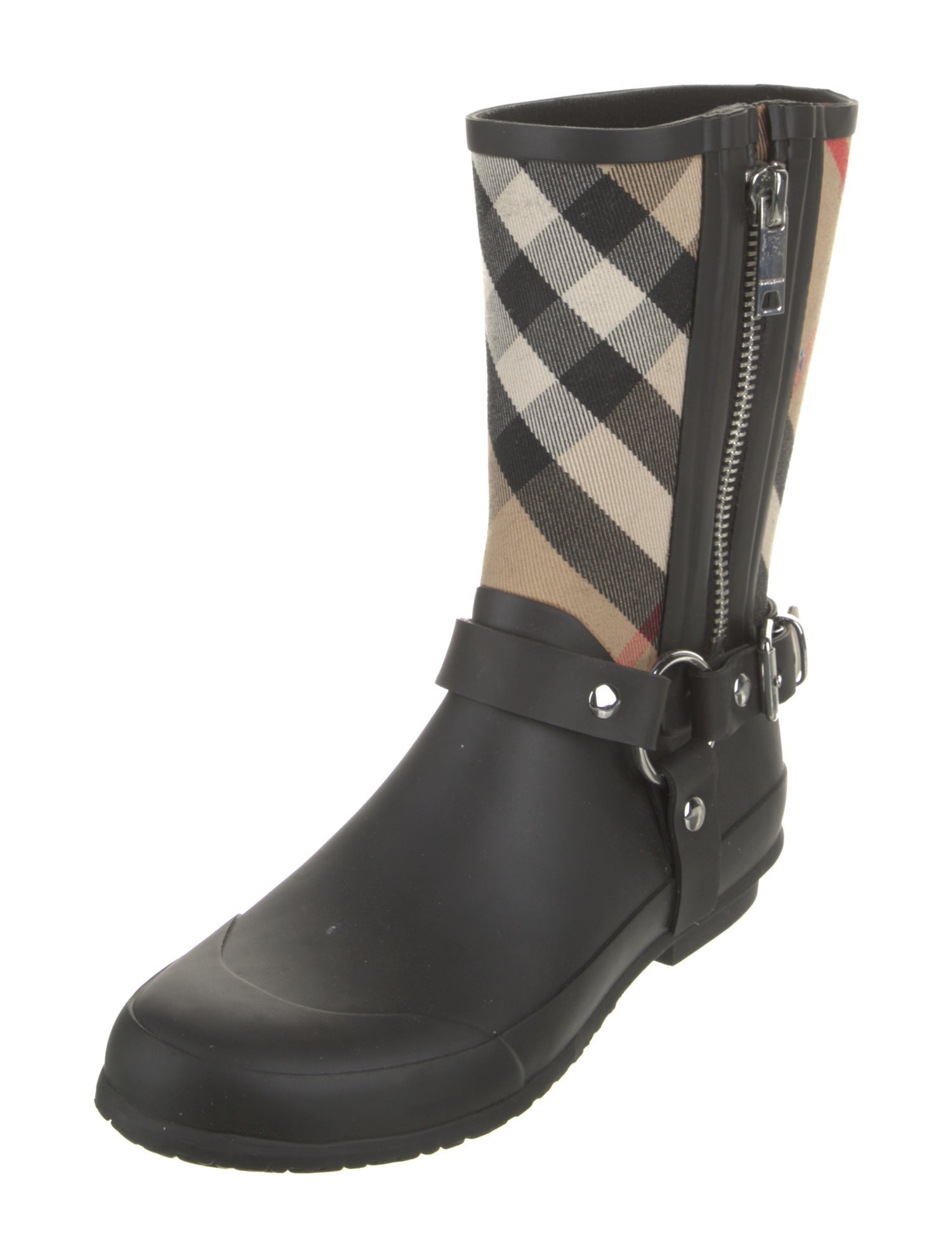 Burberry Nova Check Pattern Rubber Rain Boots